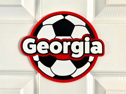 Football Door Plaque, personalised 3D printed to your order. Soccer sign, ideal for bedroom or den, for the football crazy