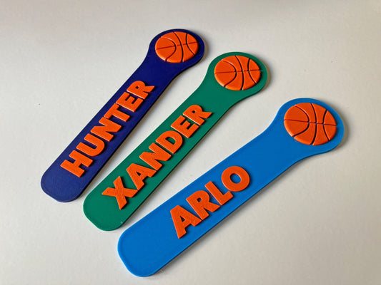 Personalised Basketball Bookmark - add your name, choose your colour stocking filler gift for her him – bright and bold