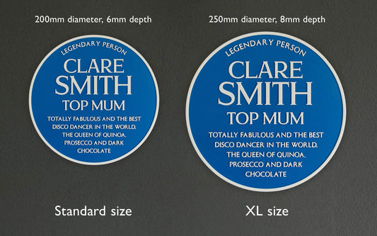 Vintage personalised Blue Plaque – Add a name, add your text, bespoke 3D printed – Christmas, Birthday, Retirement, available in 2 sizes