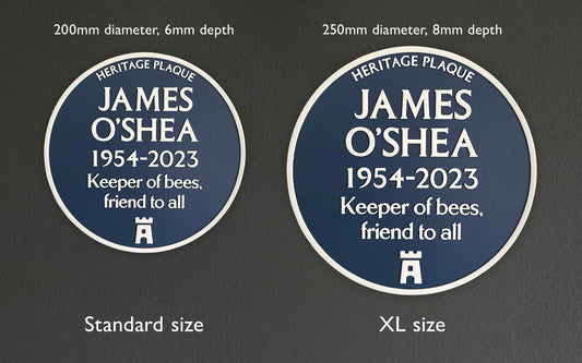 Minimal personalised Blue Plaque – Add a name, add your text, bespoke 3D printed – gift for retirement, birthday, anniversary, 2 sizes
