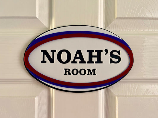 Rugby ball personalised door plaque – 3d printed to your order