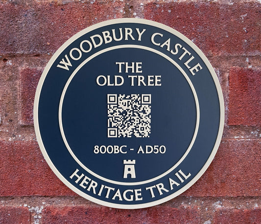 QR code personalised Blue Plaque – Add a name, add your text, add a QR code – totally bespoke 3D printed to your order