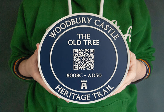 QR code personalised Blue Plaque – Add a name, add your text, add a QR code – totally bespoke 3D printed to your order