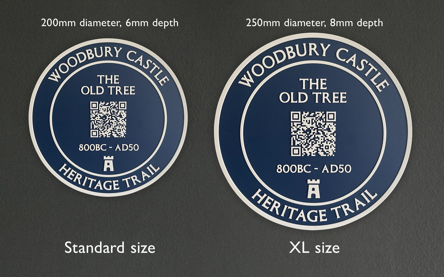 QR code personalised Blue Plaque – Add a name, add your text, add a QR code – totally bespoke 3D printed to your order