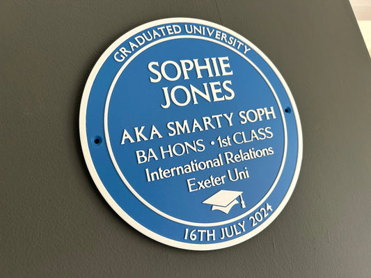 Graduate Blue Plaque | Designed for graduation, personalised, idea gift idea for graduation ceremony or leaving university or uni