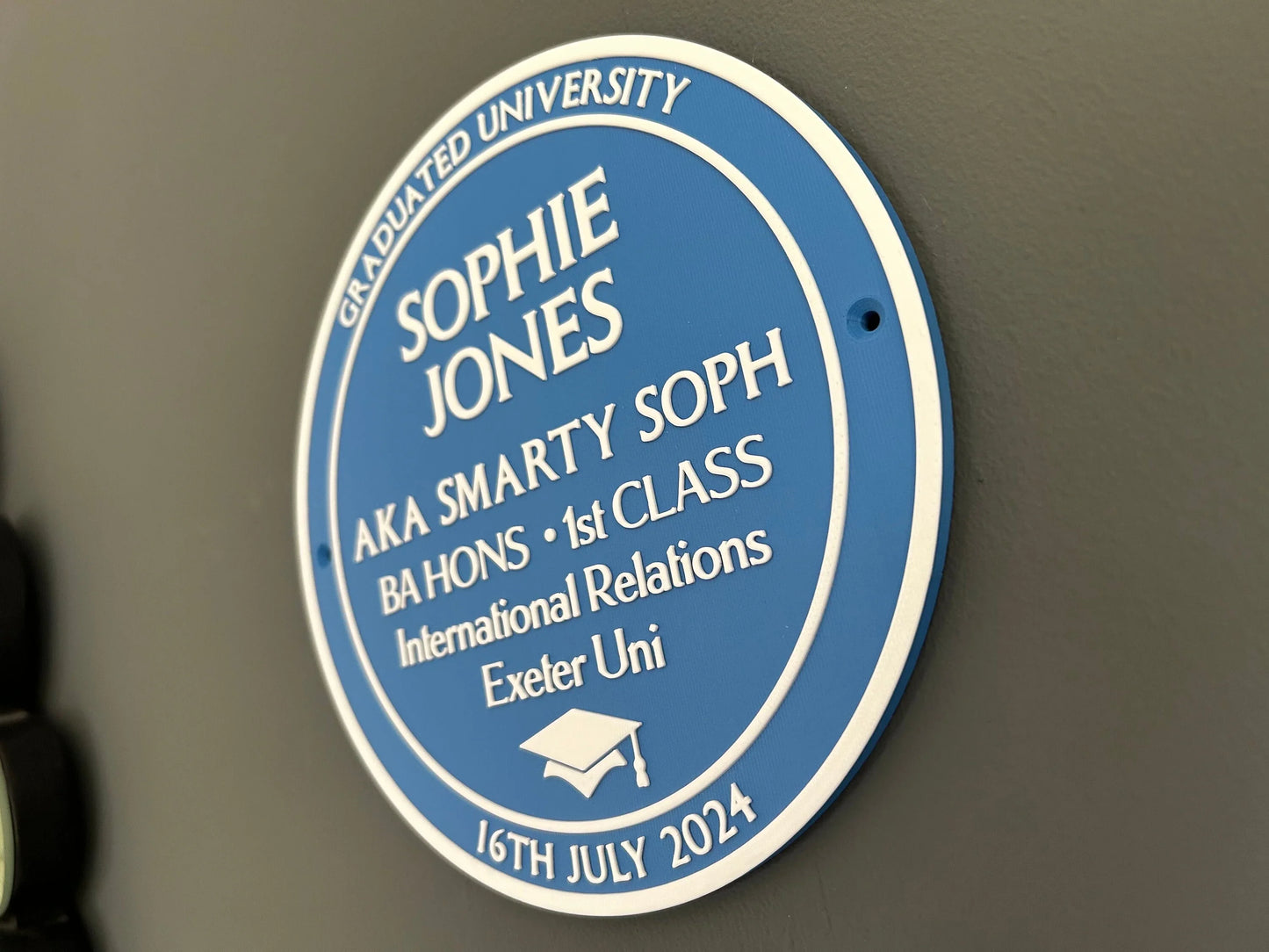 Graduate Blue Plaque | Designed for graduation, personalised, idea gift idea for graduation ceremony or leaving university or uni