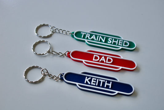 Personalised British Rail Totem Keychain: Train enthusiast gift