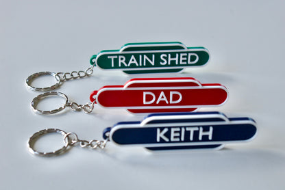 Personalised British Rail Totem Keychain: Train enthusiast gift