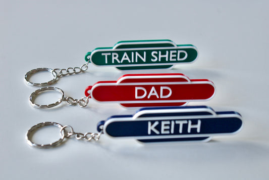 Personalised British Rail Totem Keychain: Train enthusiast gift