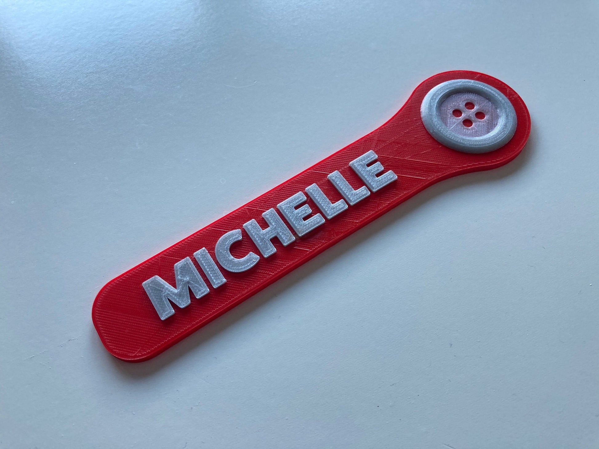 Personalised Button Bookmark – a gift for sewing, crafts, dressmaker, sewing bee, seamstress, 3d printed to order, choose your colours