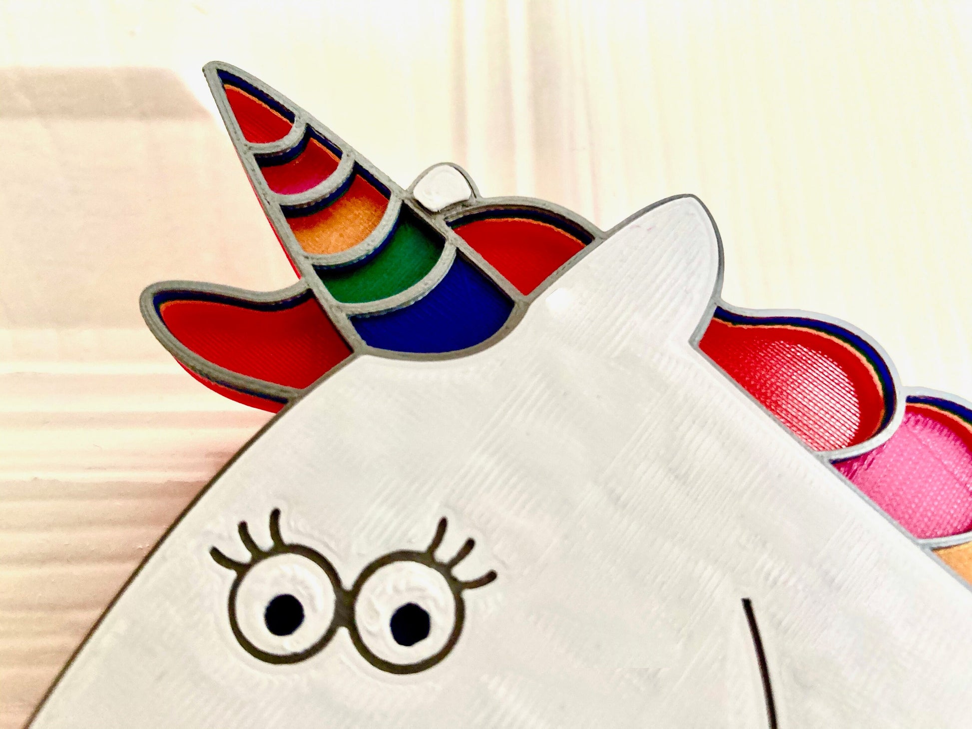 Personalised Rainbow Unicorn 3d printed door plaque - bright and bold door hanger