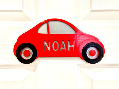 Personalised Car Door Plaque | 3d printed | gift for him | boys room | door hanger | door sign