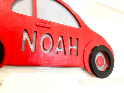 Personalised Car Door Plaque | 3d printed | gift for him | boys room | door hanger | door sign