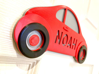 Personalised Car Door Plaque | 3d printed | gift for him | boys room | door hanger | door sign