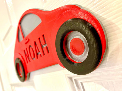 Personalised Car Door Plaque | 3d printed | gift for him | boys room | door hanger | door sign