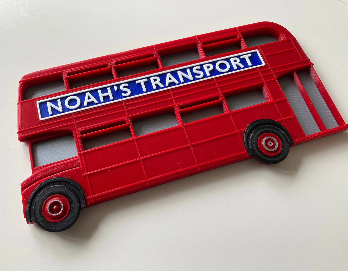 Personalised London Bus Door Plaque – 3D printed Red iconic London Bus design, fully customisable, add a name or message!