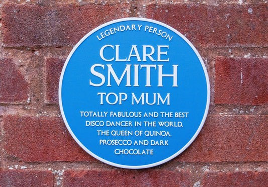 Vintage personalised Blue Plaque – Add a name, add your text, bespoke 3D printed – Christmas, Birthday, Retirement, available in 2 sizes