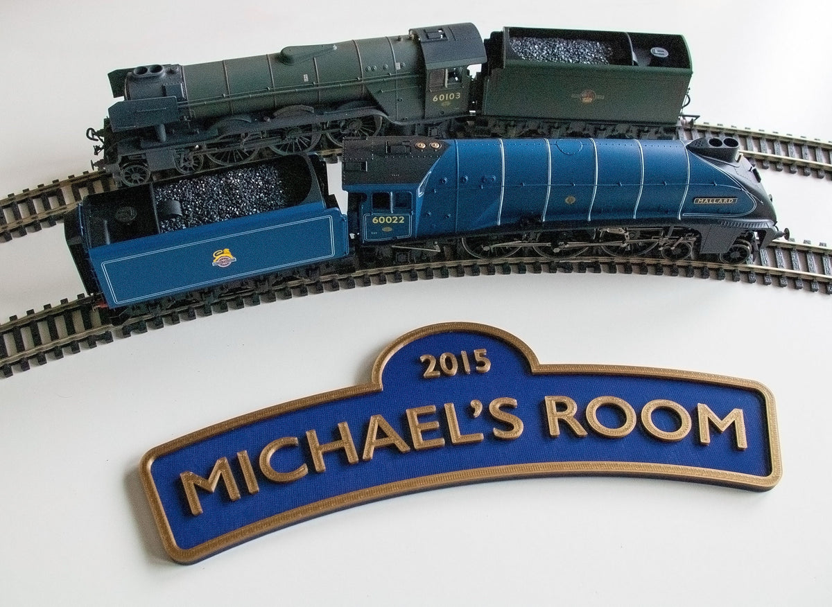 Personalised Train Nameplate Door Plaque sign | 3D Printed | Choose your name and number!