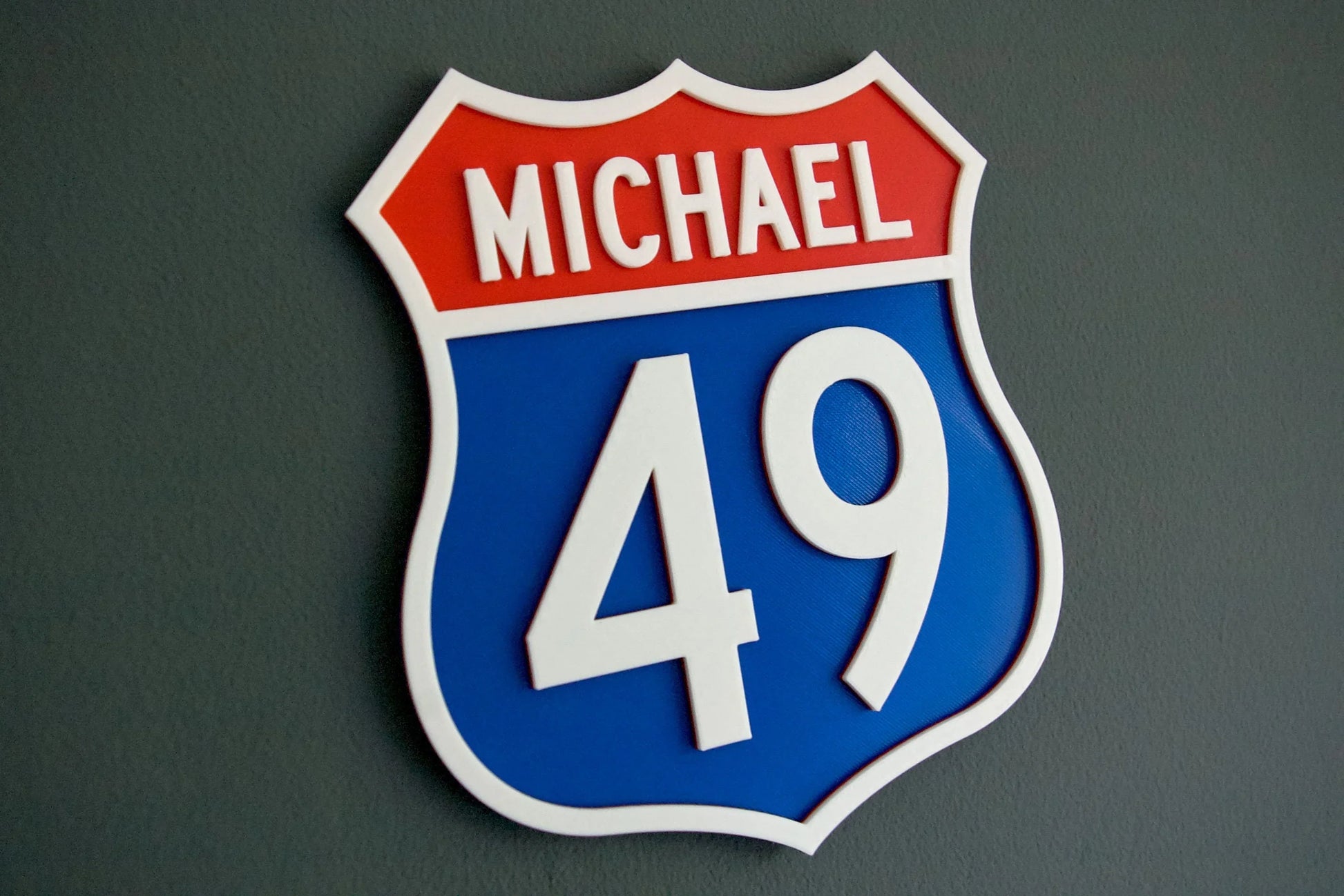 Personalised Route 66 style sign – 3D printed retro interstate sale sign – classic mid-century American cool, add a name and number