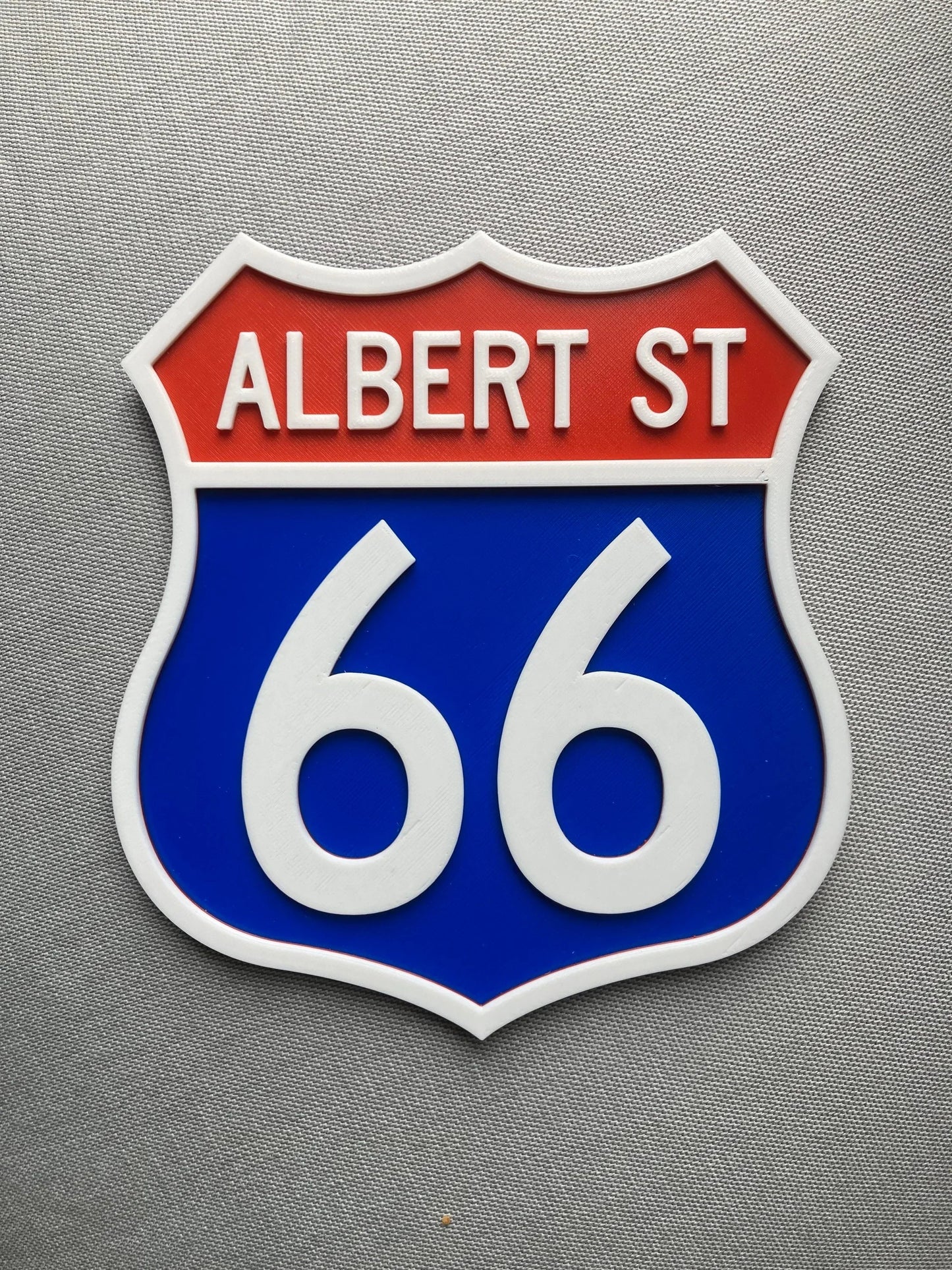 Personalised Route 66 style sign – 3D printed retro interstate sale sign – classic mid-century American cool, add a name and number