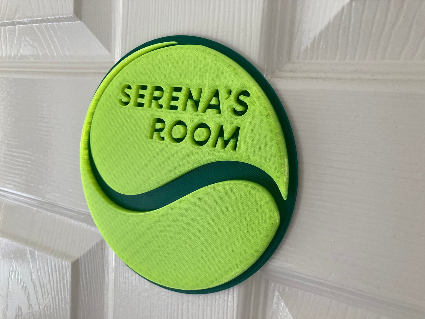 Personalised Tennis ball style door plaque | 3d printed to your order | add a name, choose a colour, ideal for Wimbledon!