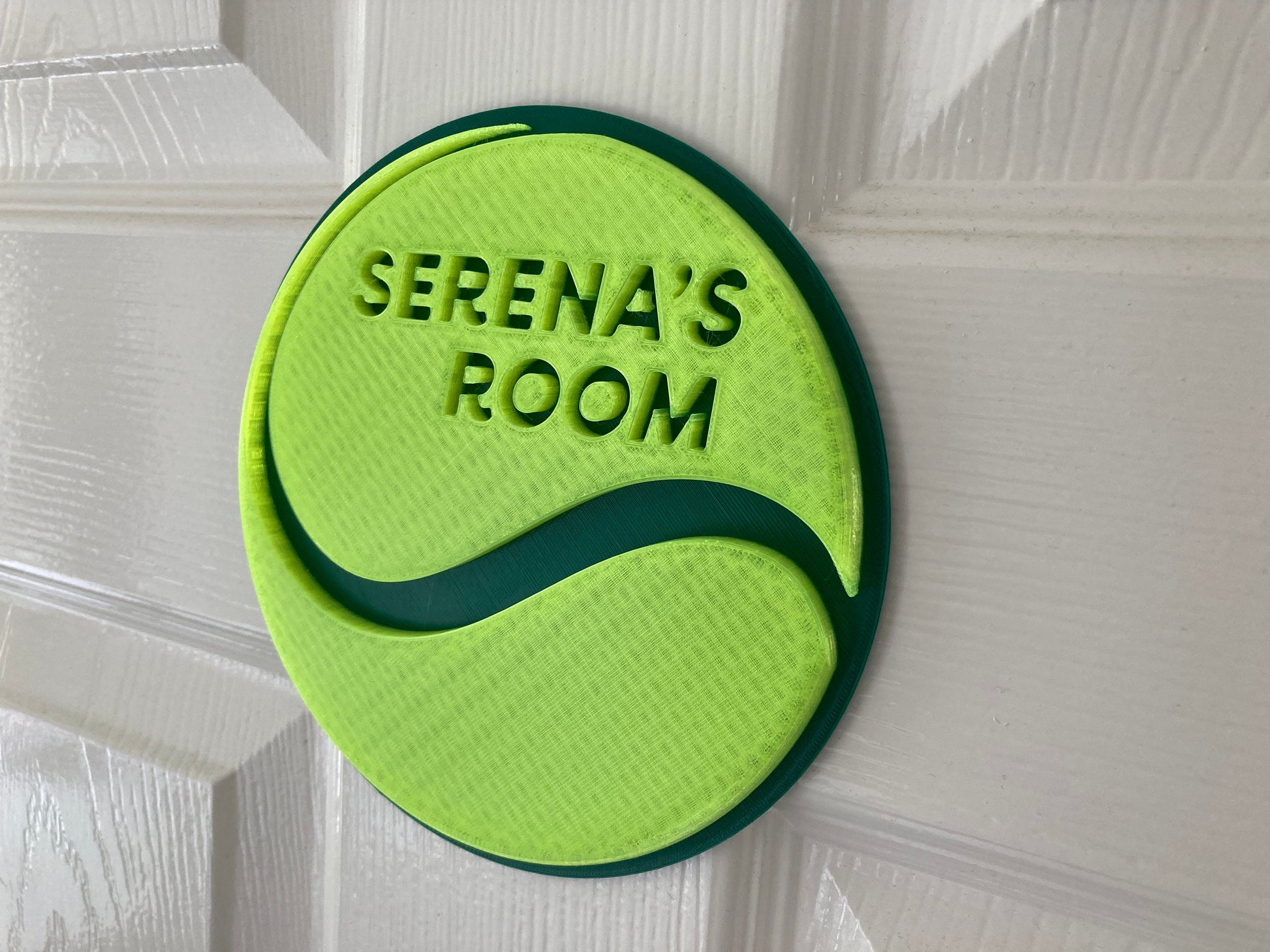 Personalised Tennis ball style door plaque | 3d printed to your order | add a name, choose a colour, ideal for Wimbledon!