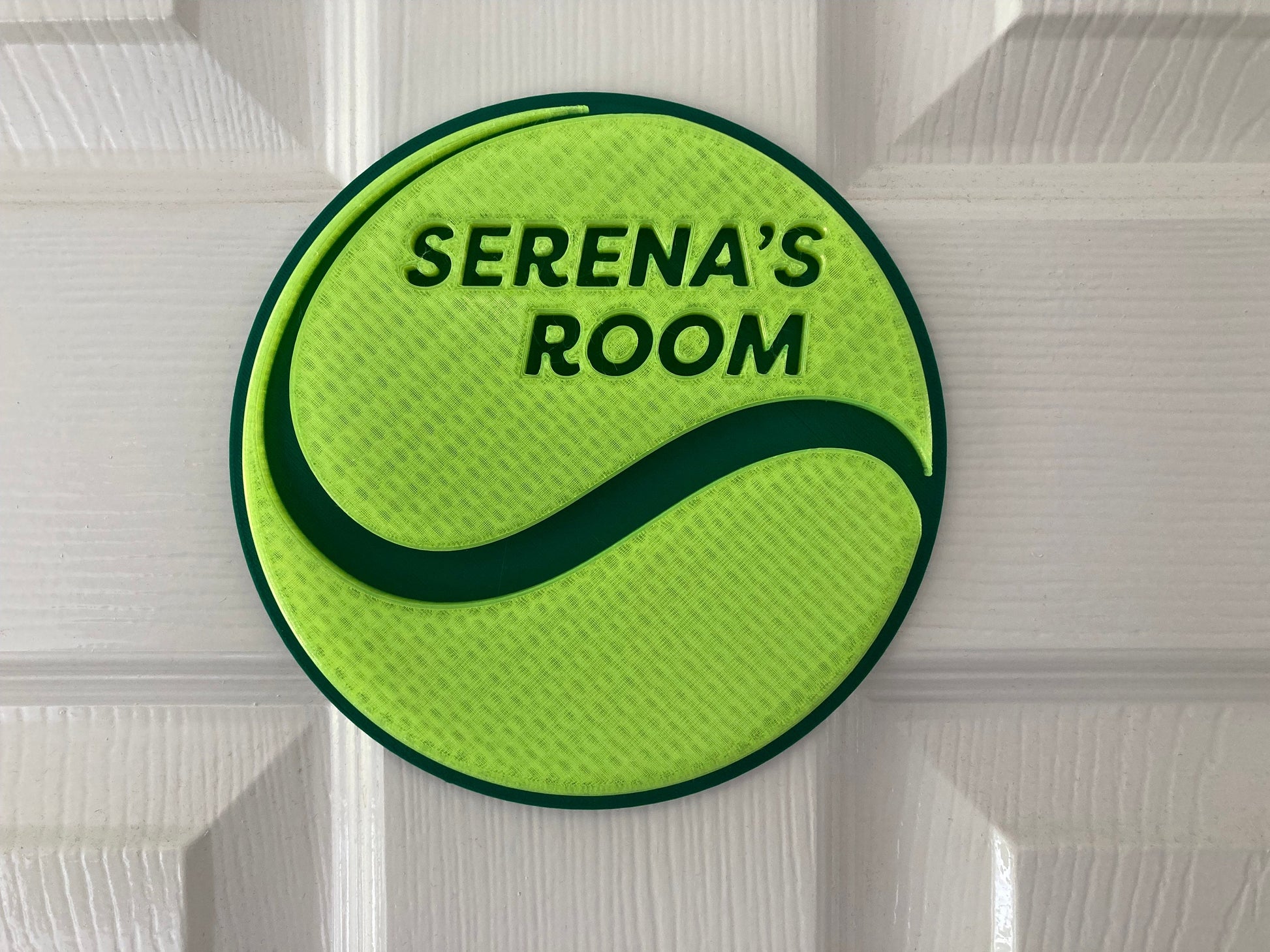 Personalised Tennis ball style door plaque | 3d printed to your order | add a name, choose a colour, ideal for Wimbledon!