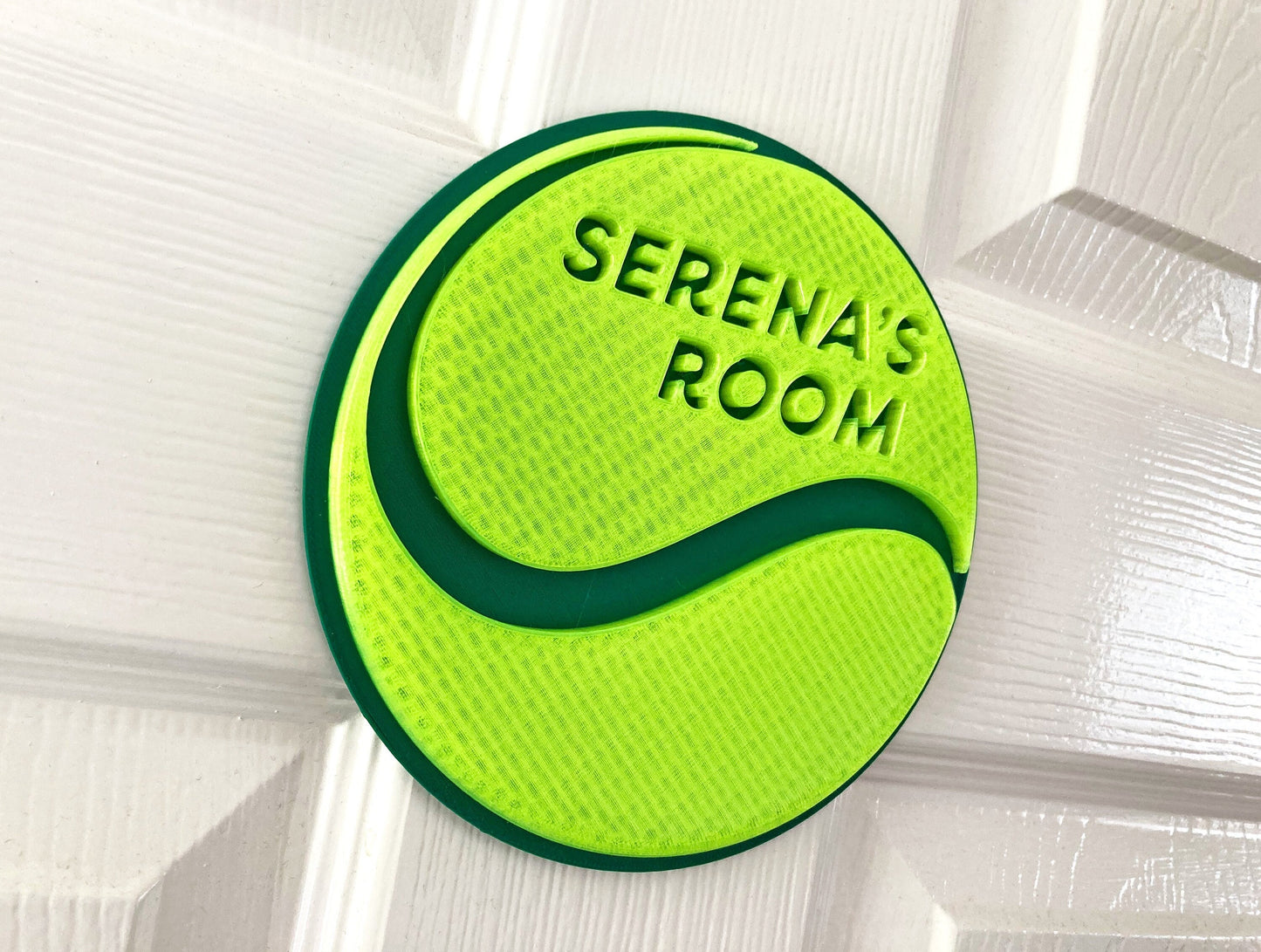 Personalised Tennis ball style door plaque | 3d printed to your order | add a name, choose a colour, ideal for Wimbledon!