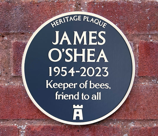 Minimal personalised Blue Plaque – Add a name, add your text, bespoke 3D printed – gift for retirement, birthday, anniversary, 2 sizes