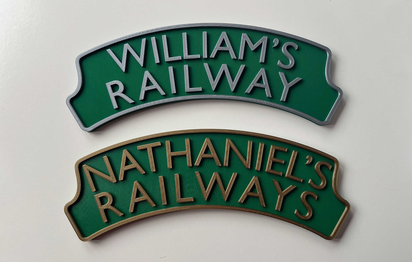 Personalised 3d printed Train headboard door plaque sign – add two lines of text, choose your colours, a must for any train enthusiast