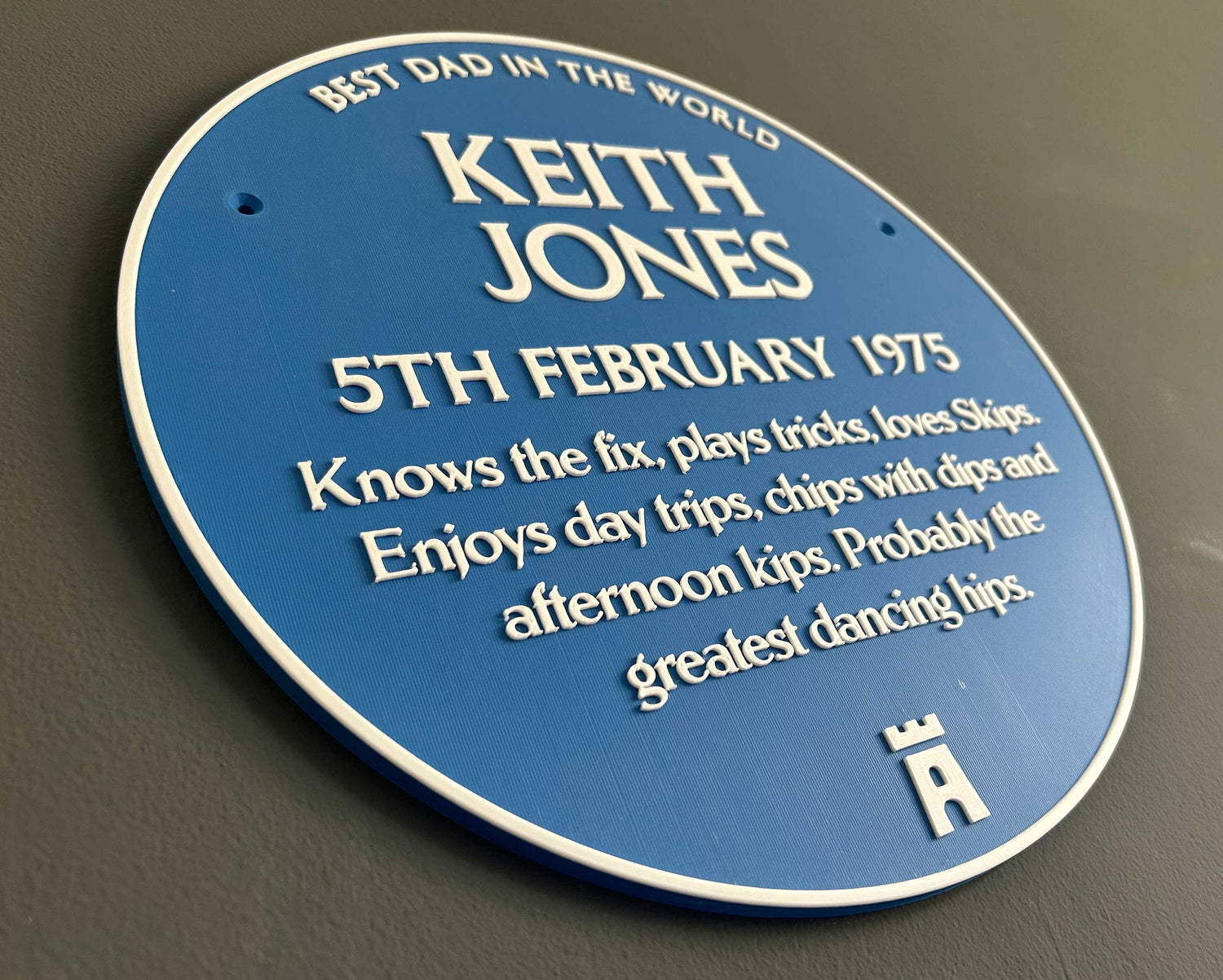 Blue Heritage Plaque XXL size ideal for birthday, retirement, friendship gift with raised 3d letters – a HUGE 300mm diameter Blue Plaque