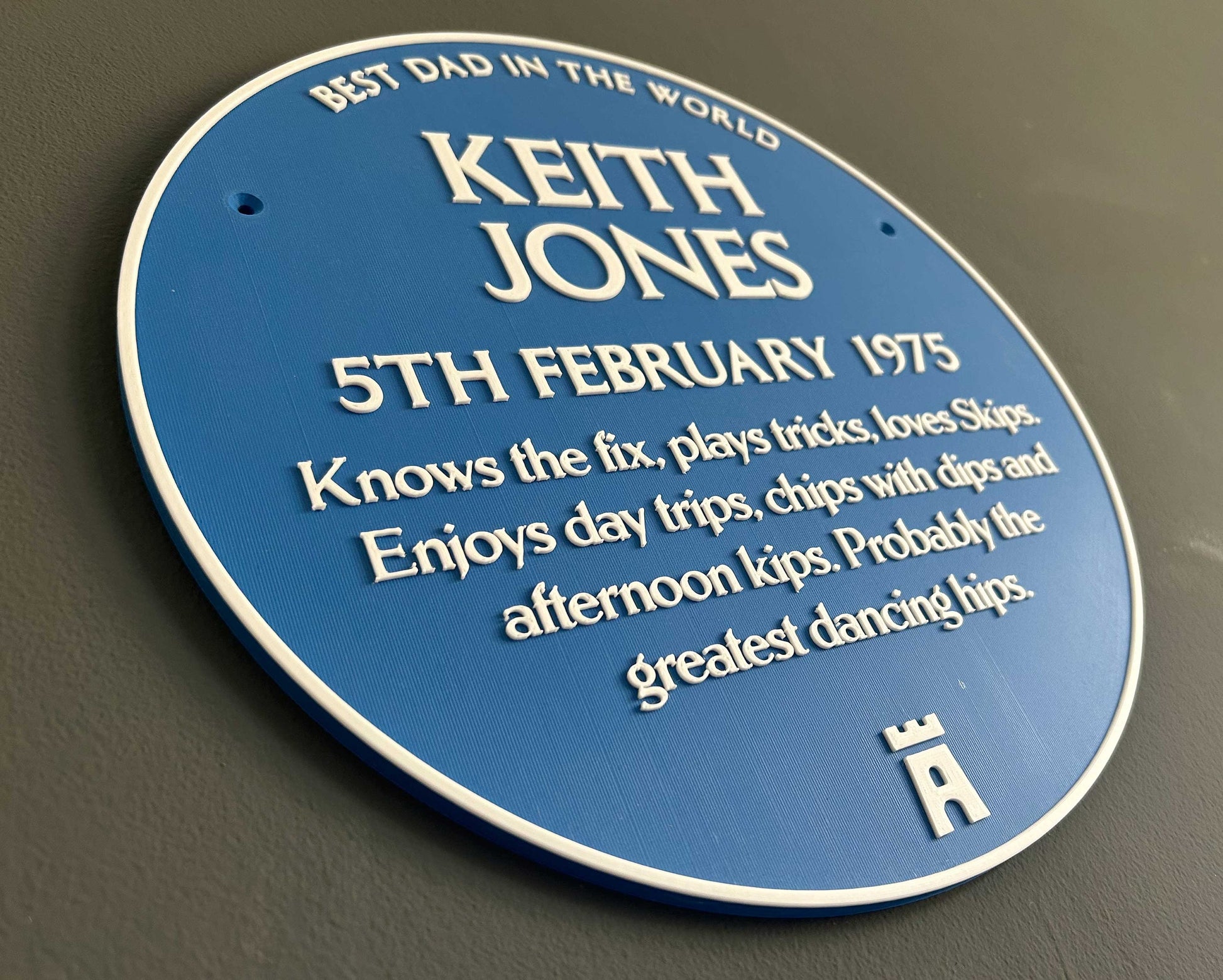 Blue Heritage Plaque XXL size ideal for birthday, retirement, friendship gift with raised 3d letters – a HUGE 300mm diameter Blue Plaque