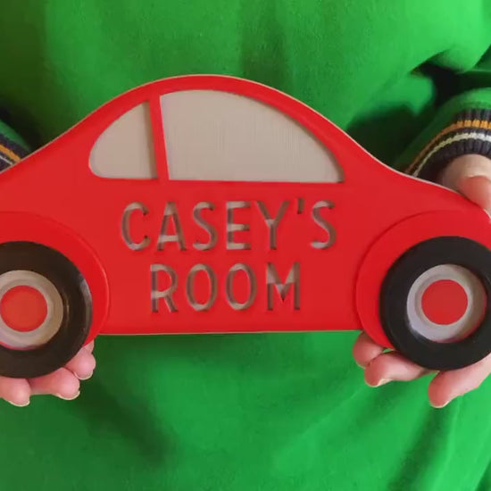 Personalised Car Door Plaque | 3d printed | gift for him | boys room | door hanger | door sign