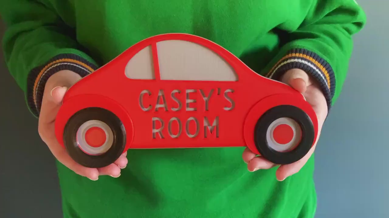 Personalised Car Door Plaque | 3d printed | gift for him | boys room | door hanger | door sign