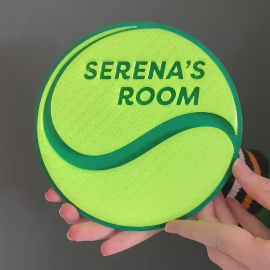 Personalised Tennis ball style door plaque | 3d printed to your order | add a name, choose a colour, ideal for Wimbledon!